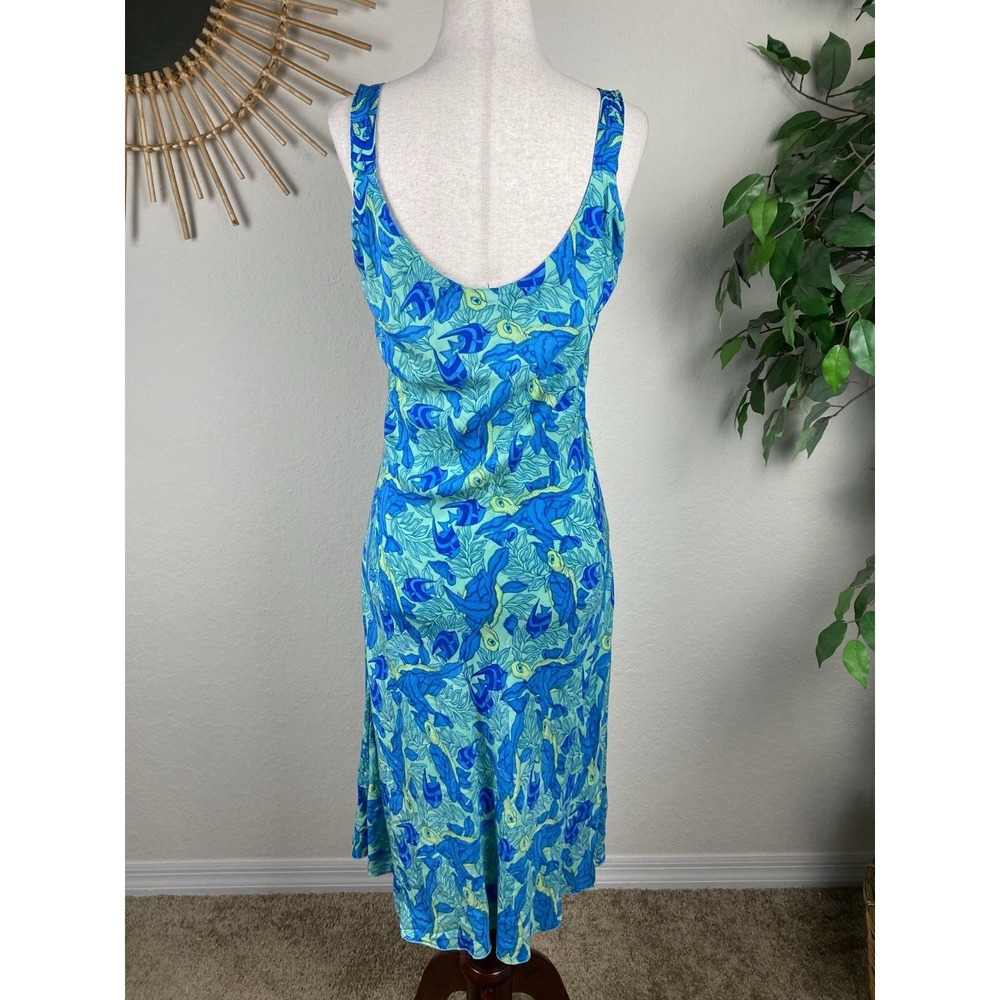 Rainbow Jo Tropical Vacation Dress Size S Fish Turtle Print Beach Fairy Midi - Picture 4 of 7